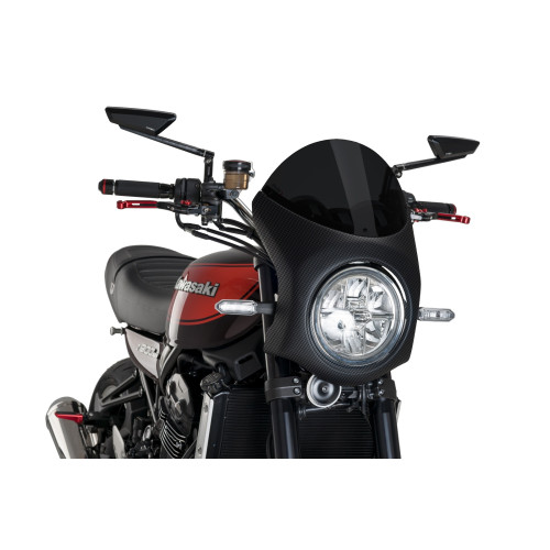 PUIG Retro Carbon Look Semi Fairing And Screen 195mm (Dark Smoke) 9596F