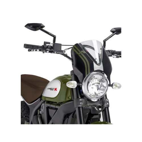PUIG Retrovision Black Semi Fairing And Screen (Clear) 7652W