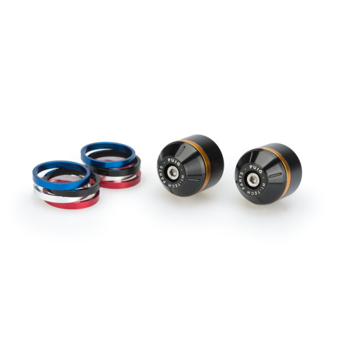 PUIG Short Bar End Weights With Coloured Rim (Black) 20611N