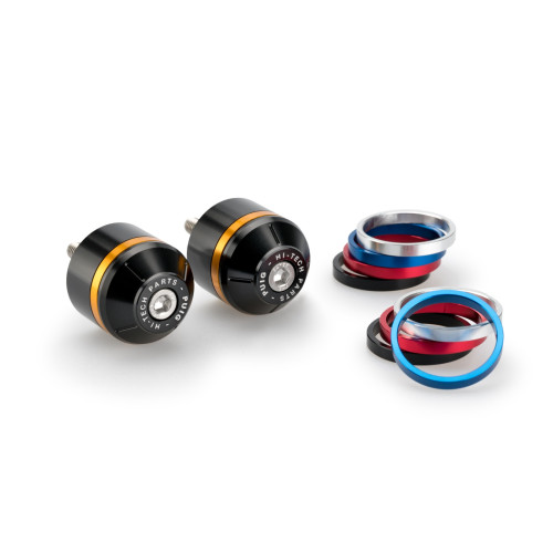 PUIG Short Bar End Weights With Coloured Rim (Black) 20720N