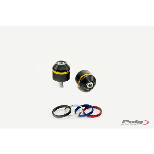 PUIG Short Bar End Weights With Coloured Rim (Black) 8805N