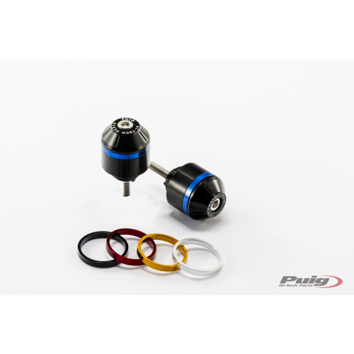 PUIG Short Bar End Weights With Coloured Rim (Black) 8070N