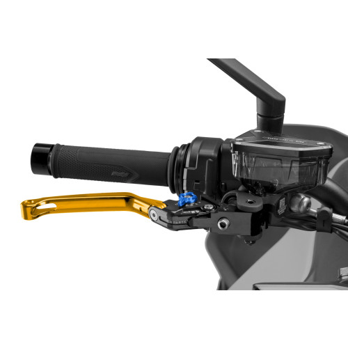 PUIG Folding V4 Brake Lever (Gold Lever With Blue Selector) 4110OA