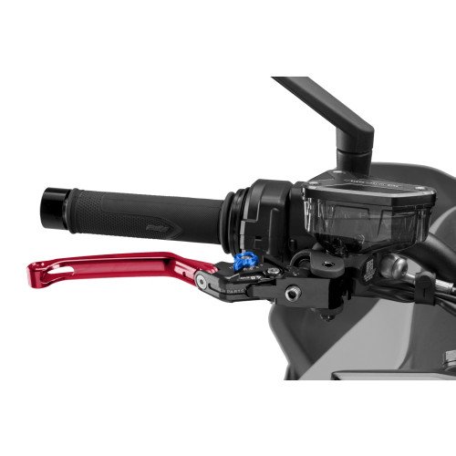 PUIG Folding V4 Brake Lever (Red Lever With Blue Selector) 4110RA
