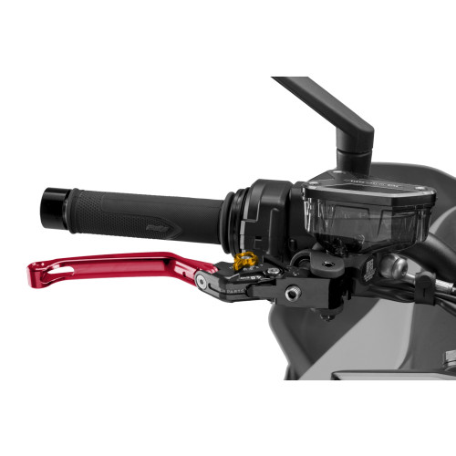 PUIG Folding V4 Brake Lever (Red Lever With Gold Selector) 4110RO