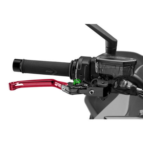 PUIG Folding V4 Brake Lever (Red Lever With Green Selector) 4110RV