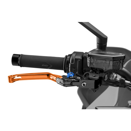 PUIG Folding V4 Brake Lever (Orange Lever With Blue Selector) 4110TA