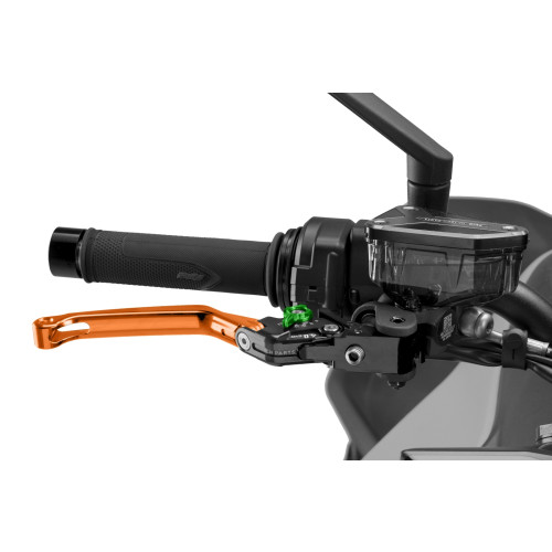 PUIG Folding V4 Brake Lever (Orange Lever With Green Selector) 4110TV