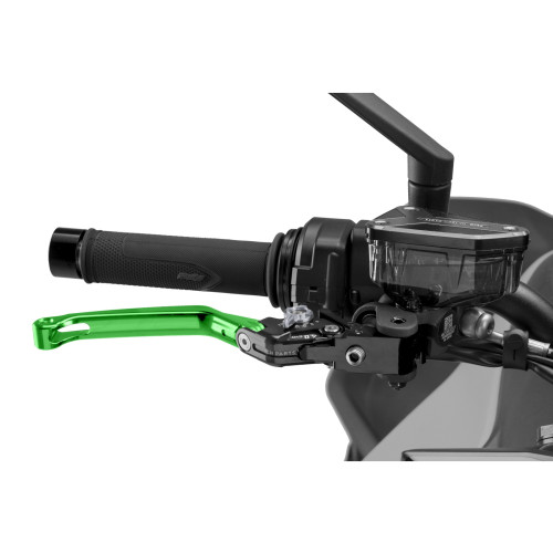 PUIG Folding V4 Brake Lever (Green Lever With Titanium Selector) 4110VY