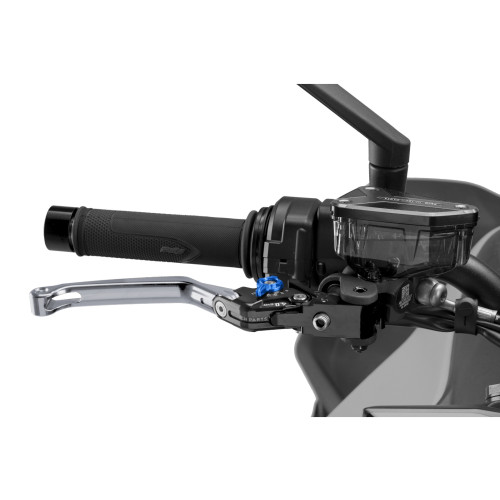 PUIG Folding V4 Brake Lever (Titanium Lever With Blue Selector) 4110YA