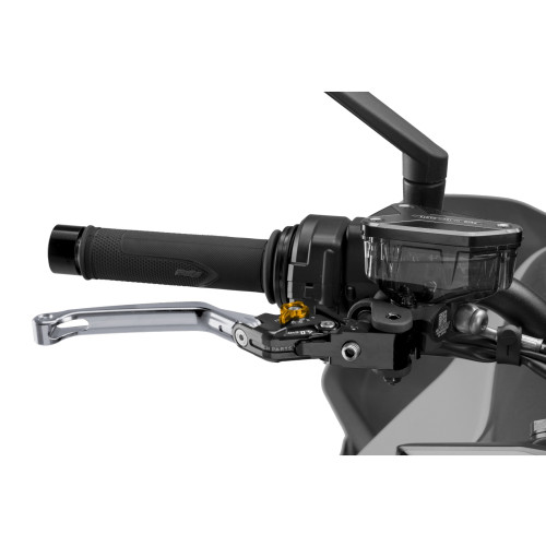 PUIG Folding V4 Brake Lever (Titanium Lever With Gold Selector) 4110YO