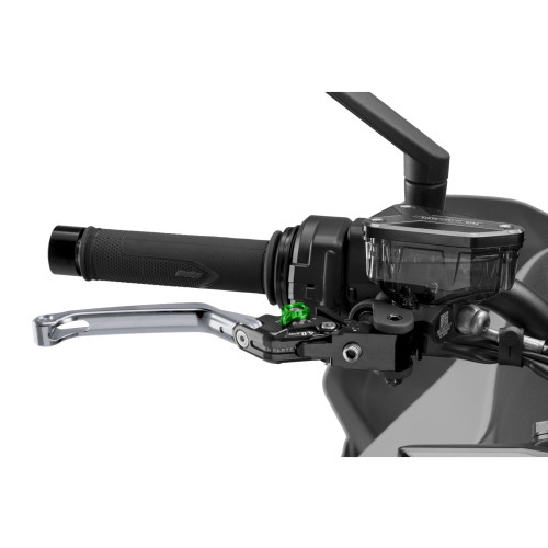 PUIG Folding V4 Brake Lever (Titanium Lever With Green Selector) 4110YV