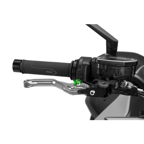 PUIG Short V4 Brake Lever (Silver Lever With Green Selector) 4130PV