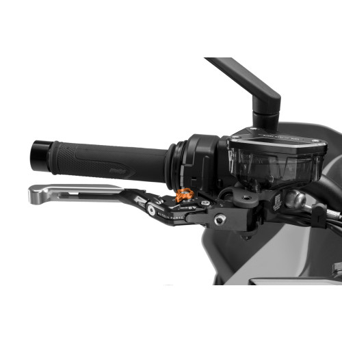 PUIG Extendable V4 Brake Lever (Silver Lever With Orange Selector) 414PNT