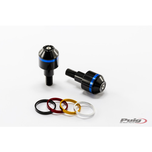 PUIG Short Bar End Weights With Coloured Rim (Black) 8016N