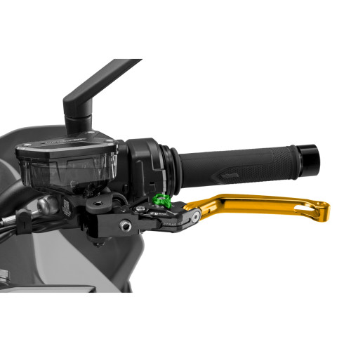 PUIG Folding V4 Clutch Lever (Gold Lever With Green Selector) 4210OV
