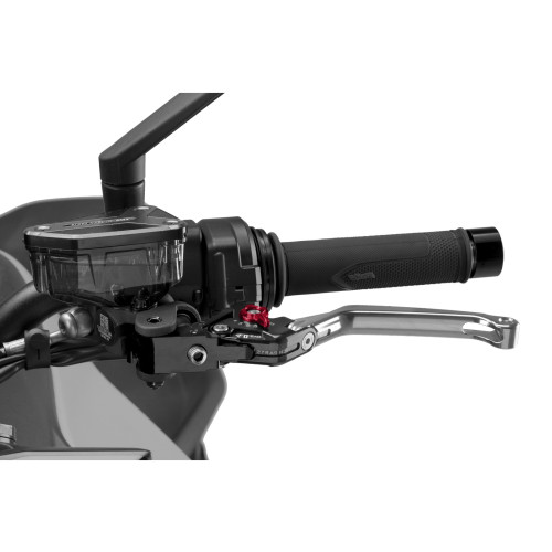 PUIG Folding V4 Clutch Lever (Silver Lever With Red Selector) 4210PR
