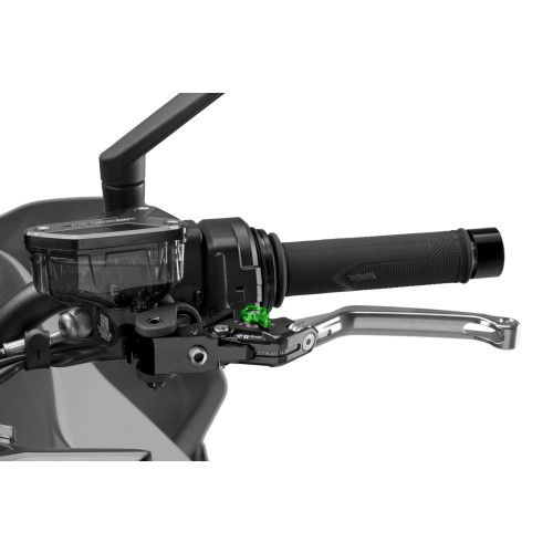 PUIG Folding V4 Clutch Lever (Silver Lever With Green Selector) 4210PV