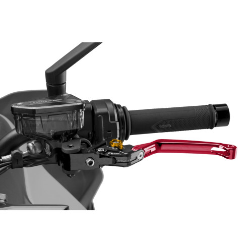 PUIG Folding V4 Clutch Lever (Red Lever With Gold Selector) 4210RO