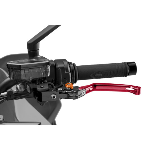 PUIG Folding V4 Clutch Lever (Red Lever With Orange Selector) 4210RT