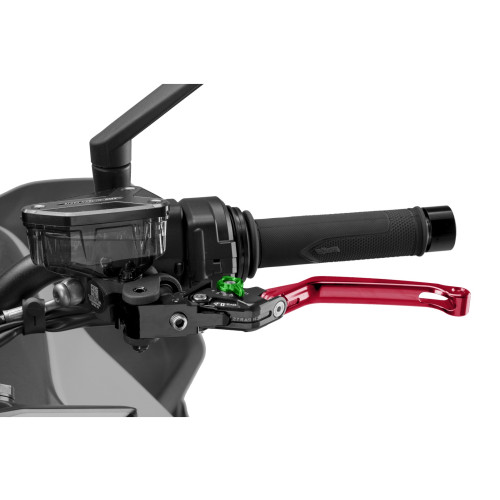 PUIG Folding V4 Clutch Lever (Red Lever With Green Selector) 4210RV