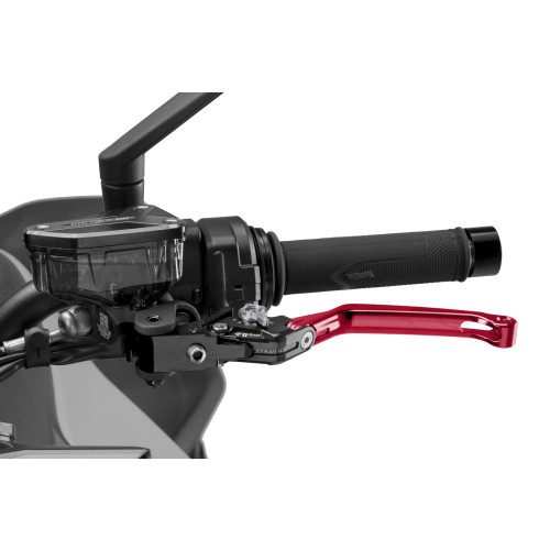 PUIG Folding V4 Clutch Lever (Red Lever With Titanium Selector) 4210RY