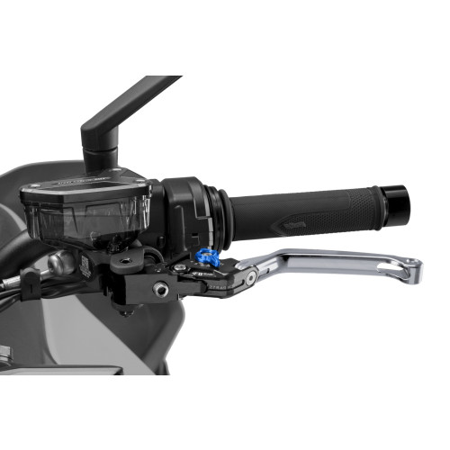 PUIG Folding V4 Clutch Lever (Titanium Lever With Blue Selector) 4210YA
