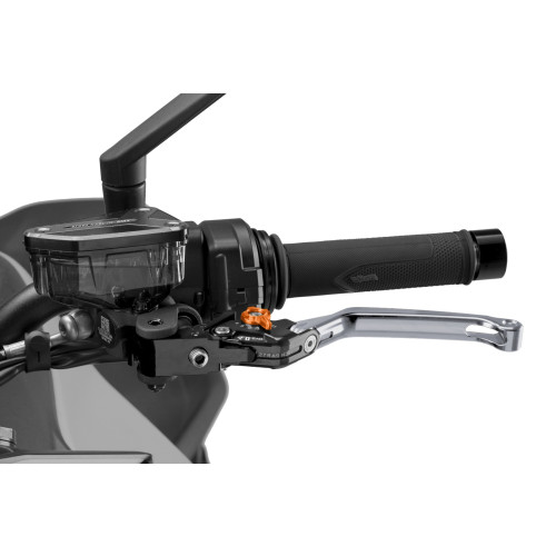 PUIG Folding V4 Clutch Lever (Titanium Lever With Orange Selector) 4210YT