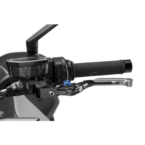 PUIG Extendable V4 Clutch Lever (Silver Lever With Blue Selector) 424PNA