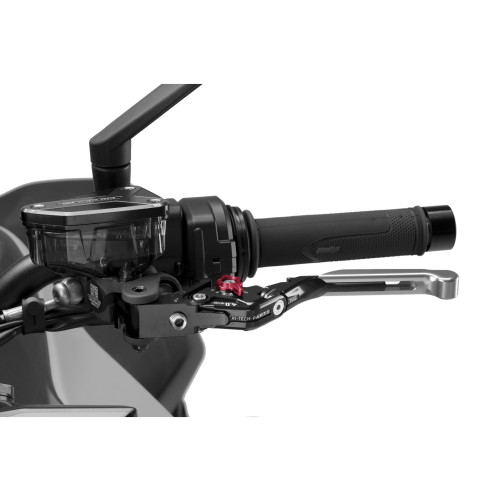 PUIG Extendable V4 Clutch Lever (Silver Lever With Red Selector) 424PNR