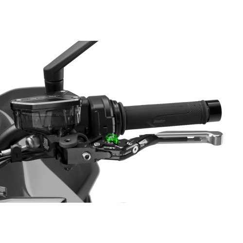 PUIG Extendable V4 Clutch Lever (Silver Lever With Green Selector) 424PNV