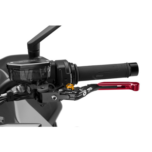 PUIG Extendable V4 Clutch Lever (Red Lever With Gold Selector) 424RNO
