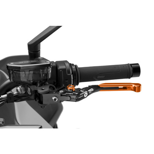 PUIG Extendable V4 Clutch Lever (Orange Lever With Orange Selector) 424TNT