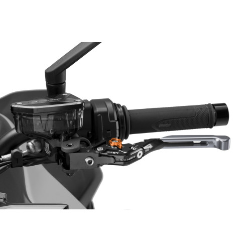 PUIG Extendable V4 Clutch Lever (Titanium Lever With Orange Selector) 424YNT