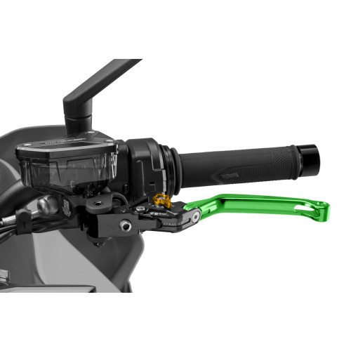 PUIG Folding V4 Clutch Lever (Green Lever With Gold Selector) 4210VO