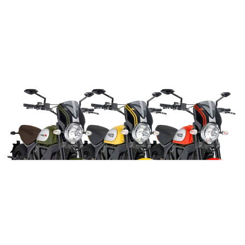 PUIG Retrovision Black Semi Fairing And Screen (Light Smoke) 7652H