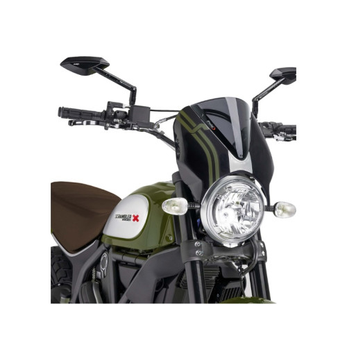 PUIG Retrovision Black Semi Fairing And Screen (Dark Smoke) 7652F