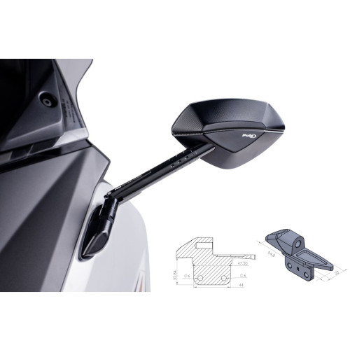 PUIG Rearview Mirror Adaptor To Semi Fairing Base LHS (Black) 9573N