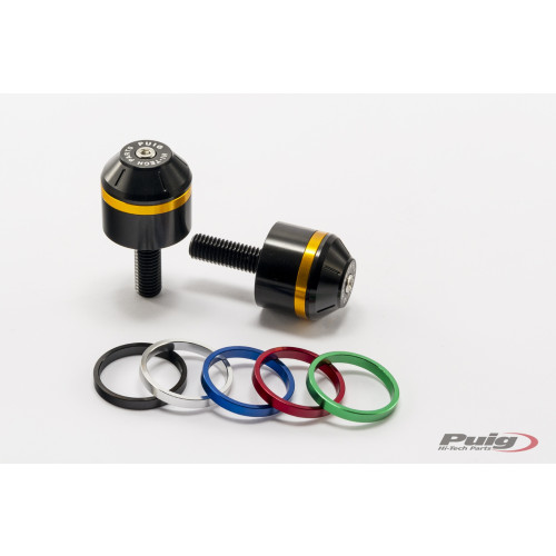 PUIG Short Bar End Weights With Coloured Rim (Black) 8022N
