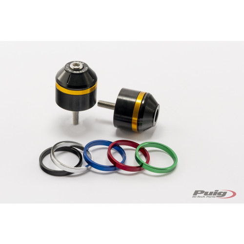 PUIG Short Bar End Weights With Coloured Rim (Black) 8505N