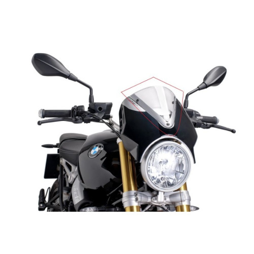 PUIG Retrovision Black Semi Fairing And Screen (Clear) 7012W