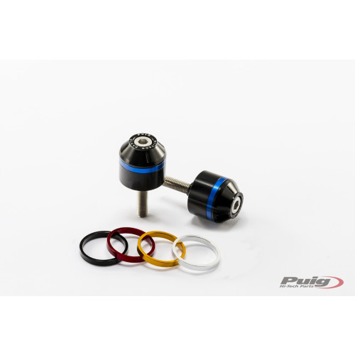 PUIG Short Bar End Weights With Coloured Rim (Black) 9374N