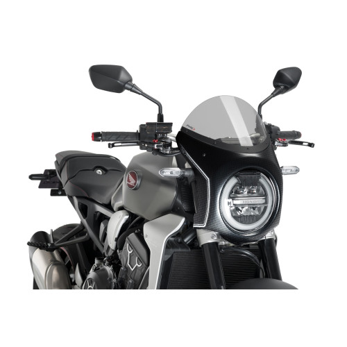PUIG Retro Carbon Look Semi Fairing And Screen 195mm (Light Smoke) 3143H