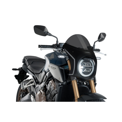 PUIG Retro Carbon Look Semi Fairing And Screen 195mm (Dark Smoke) 3143F
