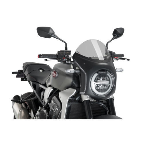 PUIG Retro Black Semi Fairing And Screen 195mm (Light Smoke) 3133H