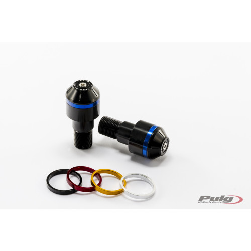 PUIG Short Bar End Weights With Coloured Rim (Black) 8173N