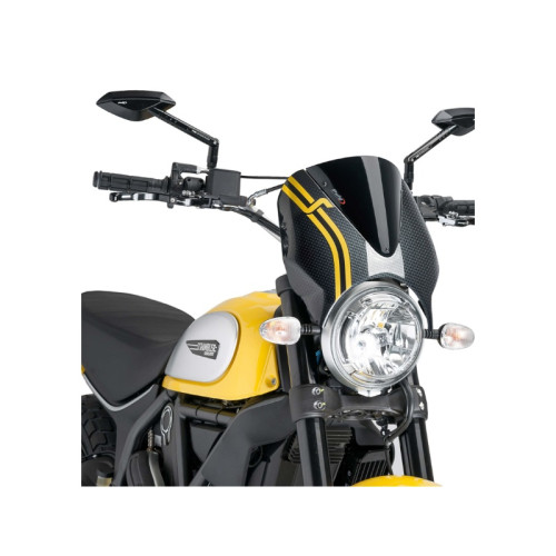 PUIG Retrovision Carbon Look Semi Fairing And Screen (Black) 8192N