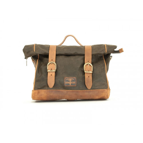 Khaki 9.5L Waxed Canvas Multifit Saddlebag By Longride CUS133WKHA