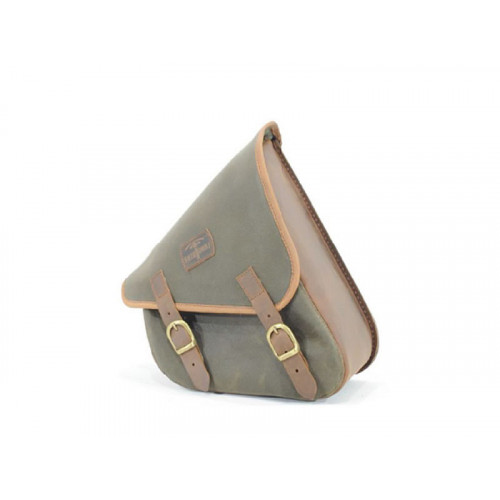 Khaki 7.6L Waxed Canvas Swing Arm Bag (Left) By Longride CUS274WKHA