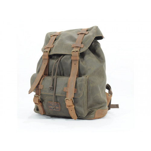 Khaki Waxed Canvas Backpack By Longride CUS4516WKHA